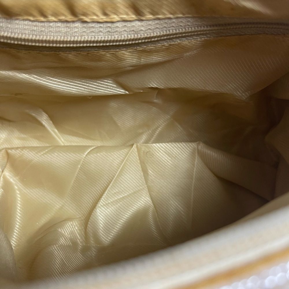 Eswanny beaded Brown,gold &beige satchel faux leather reptile print straps - Picture 12 of 16